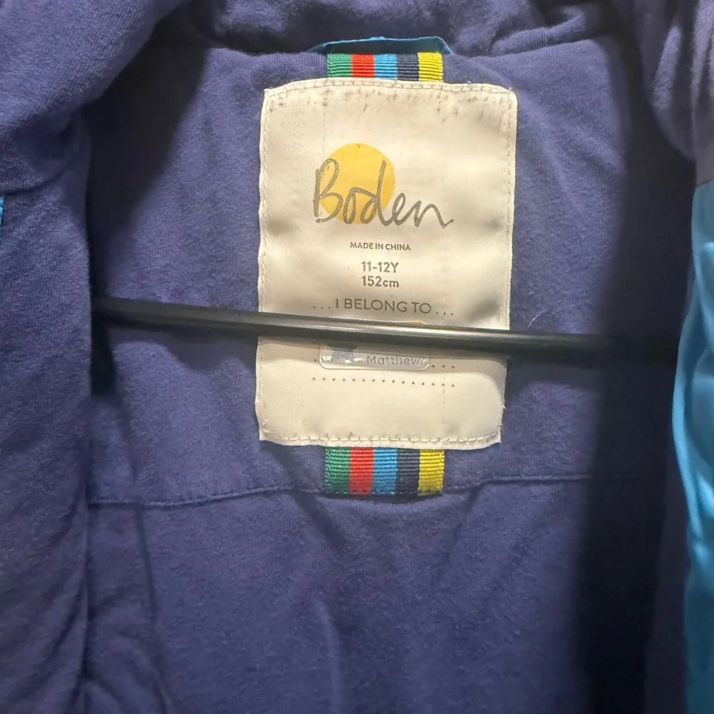 Boden Kids Colorblock Puffer Jacket in Blue, Navy, Cream, Green, Yellow, Red